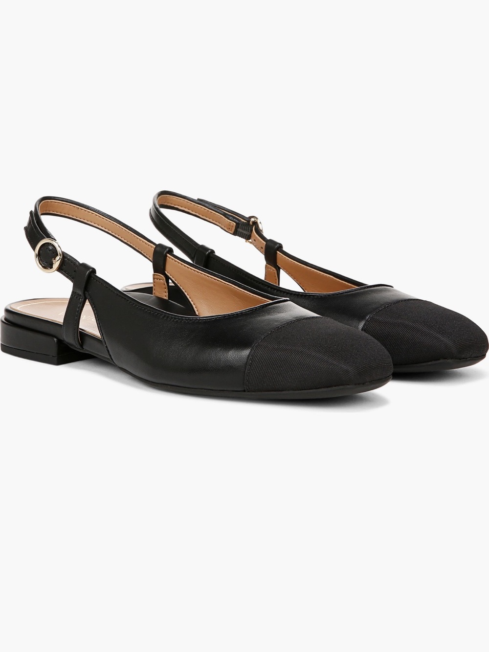 Classic Black Slingback Cap-Toe Flats
